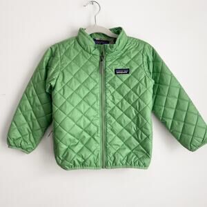 Patagonia Toddler Nano Puff Jacket in Size 4T Medium Green Fish Print $89